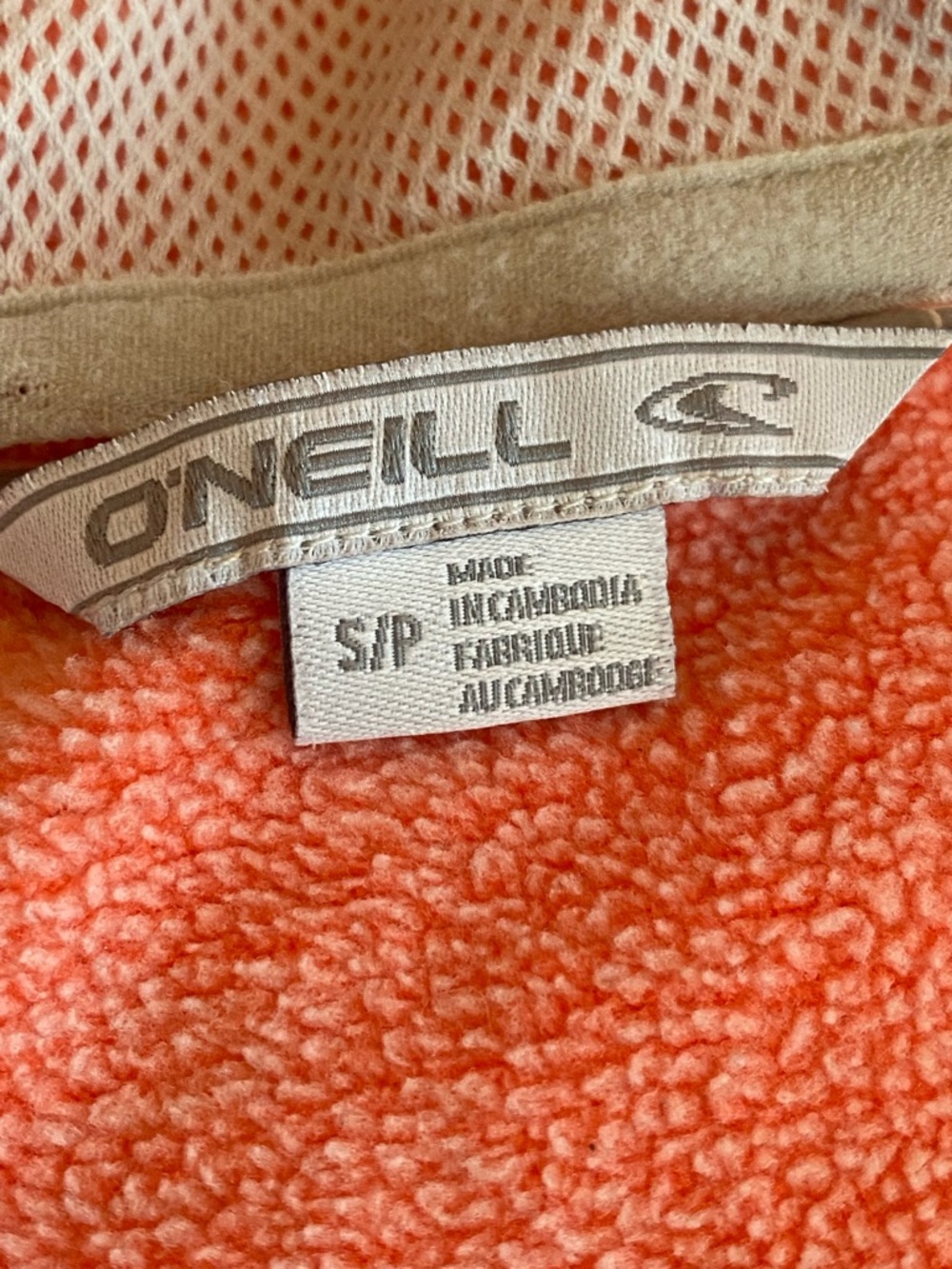 O’NEIL ZIP UP HOODIE WOMEN'S SIZE SMALL Y2K SURFER SKATER LT ORANGE - Picture 5 of 10
